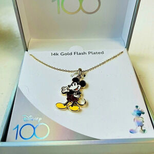 Mickey Mouse 14K Gold Flash Plated Pendant Necklace Disney 100 NWT